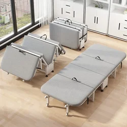 Portable Folding Bed Single Home Office Lunch Nap  Room Simple Marching  with Iron Frame  Sofa