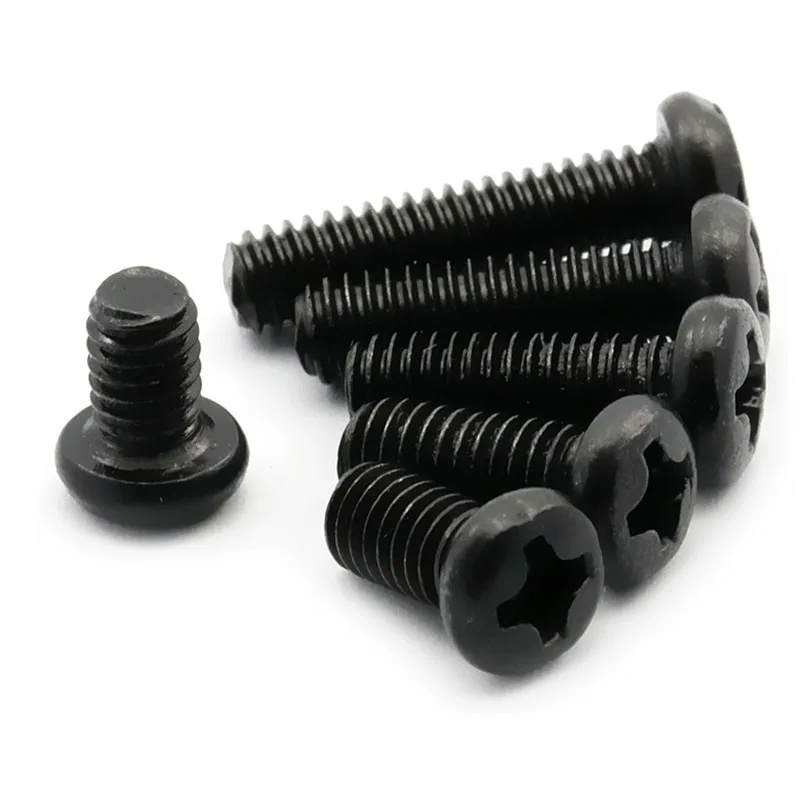 M1 M1.2 M1.4 M1.6 M1.7 M2 M2.5 Round Head Screw Black Phillips Pan Head Screws Electronic Machine Screws and Bolts