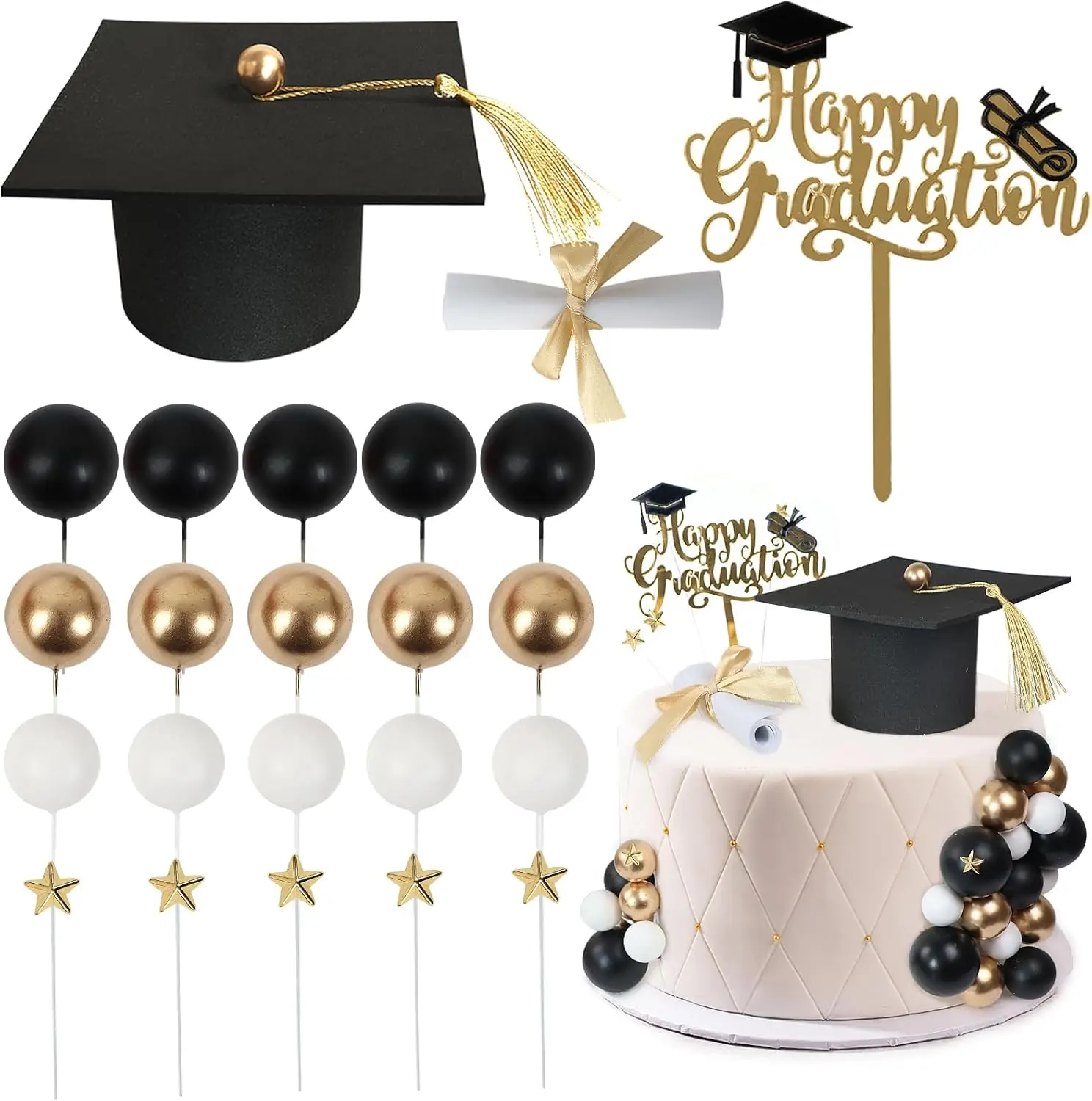 Decorações de Bolo para Formaturas: Toppers de Capelo, Diploma e Bolas - Parabéns Formandos! Decoração de Bolo para Formaturas do Ensino Médio e Universitário