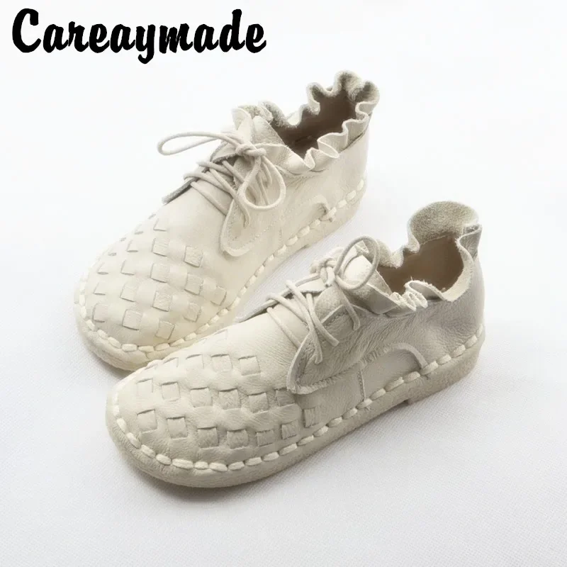 Careaymade-Chaussures tissées faites à la main pour femmes, nouvelle collection de souliers décontractés pour filles, style rétro