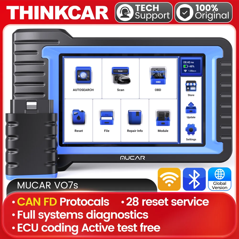 MUCAR VO7 OBD2 OBD2 Diagnostic Car Scanner Full System Diagnosis 28 Reset Active Test ECU Coding Free Automotive Tools