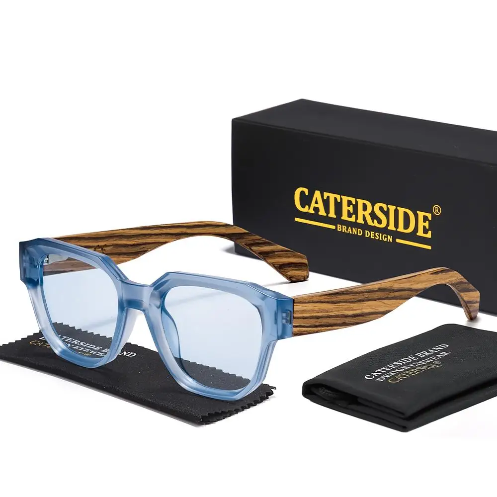 CATERSIDE Vintage Herren-Sonnenbrille mit quadratischem Rahmen, Holzbein-Design, Sonnenbrille für Damen, Outdoor-Reise- und Fahrbrille, UV400 – Detail 12