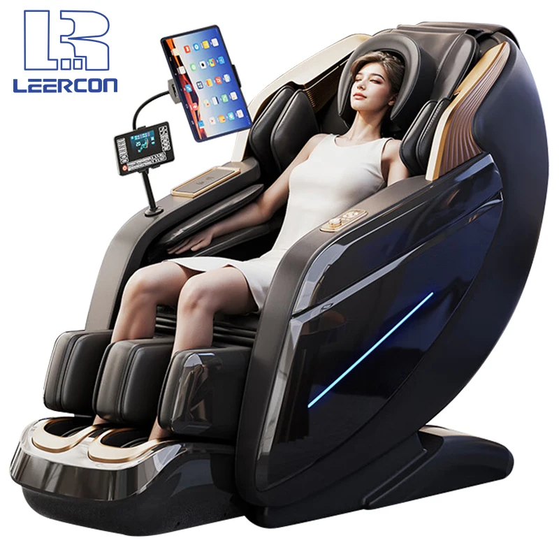 LEERCON 2026  Ai Smart Dual Core Massage Chair Zero Gravity Sl Track Full Body Spa Calf Foot Roller Voice Control Music Remote