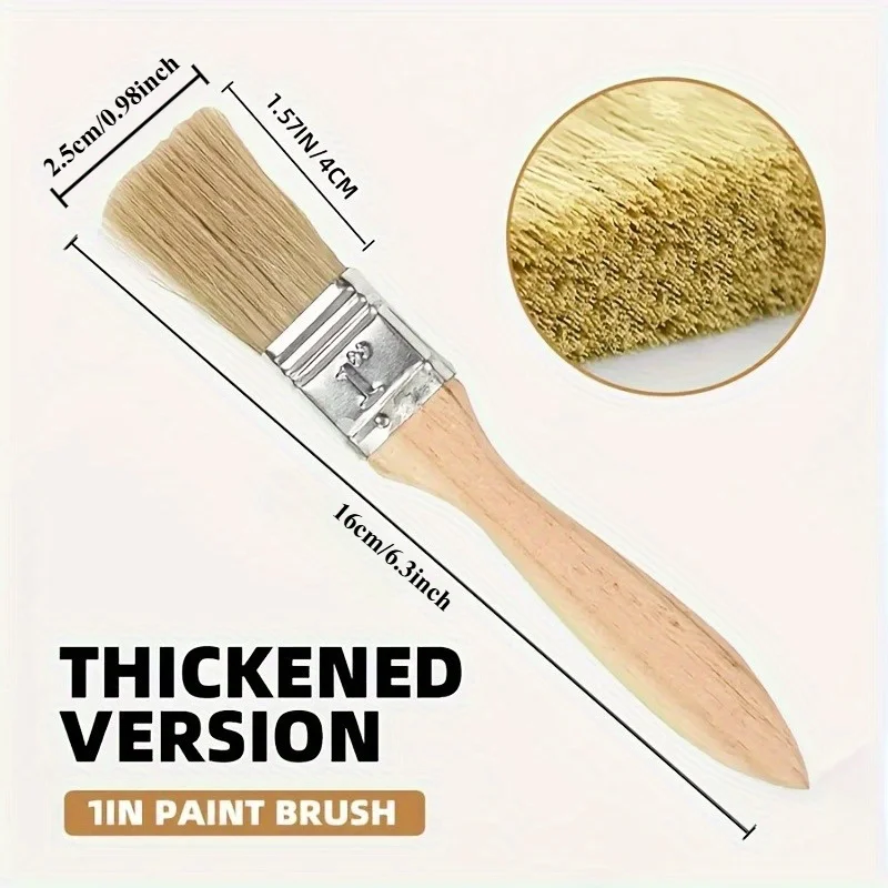 25Pcs 1 Inch Paint Brushes Set Wooden Handle Bristle Brush for Wall Painting Stains Varnishes DIY Art Crafts