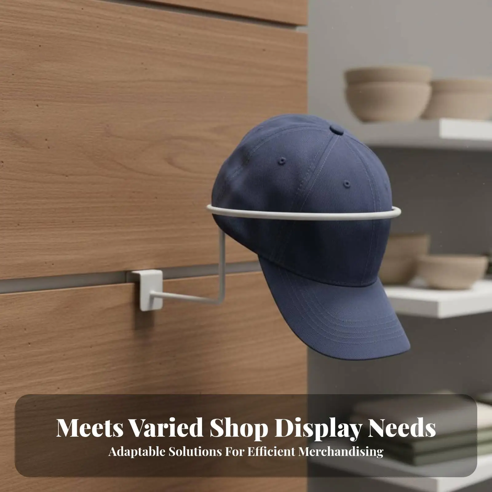 Hat Holder Display Rack for Wall Mount Slatwall Gridwall Pegboard Sturdy Metal Loop for Caps and Hats