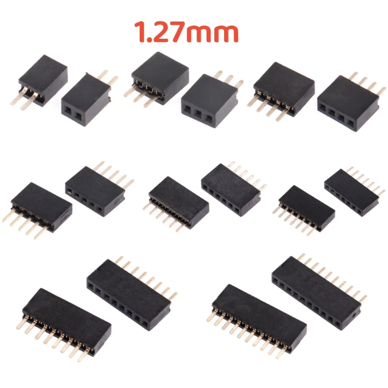 10Pcs Single Row Pitch 1.27 mm Female Jack Pin Header PCB Board Connector 2P-50Pin Straight 1.27mm Pinheaders Socket Plug Strip