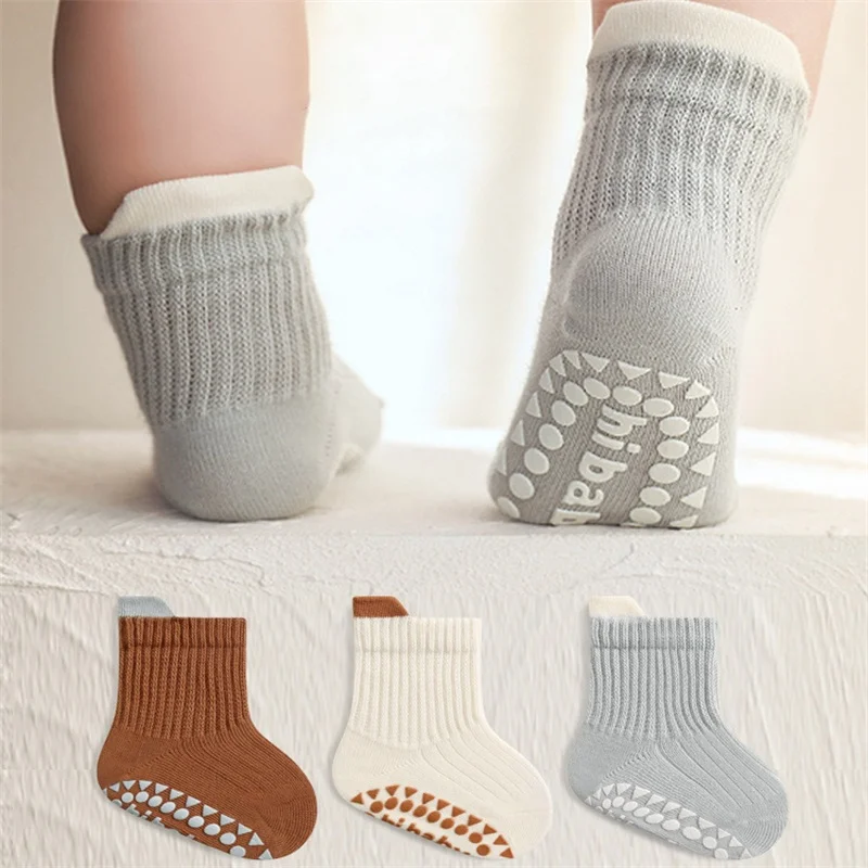 3Pairs/lot Cotton Baby Socks For Girls Boys Spring Autumn Newborn Girl Boy Toddler Short Anti-slip Floor Children's Socks 0-5Yrs