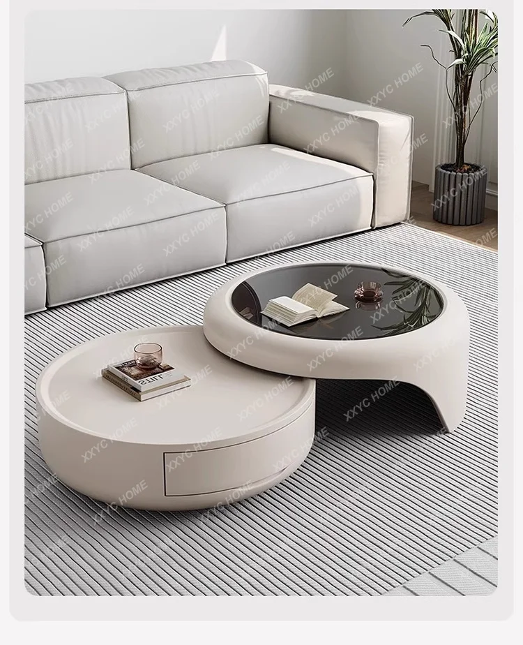 

Modern Round Coffee Table Minimalist Portable Luxury Side Table Living Room Furniture Home