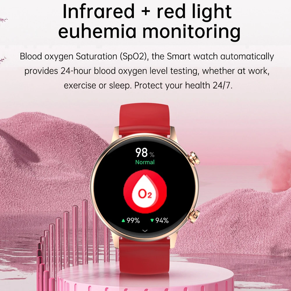 Smart Watch AMOLED Screen Blue Tooth Call NFC Heartrate Blood Pressure Oxygen Waterproof Voice Assistant Sports Women Smartwatch