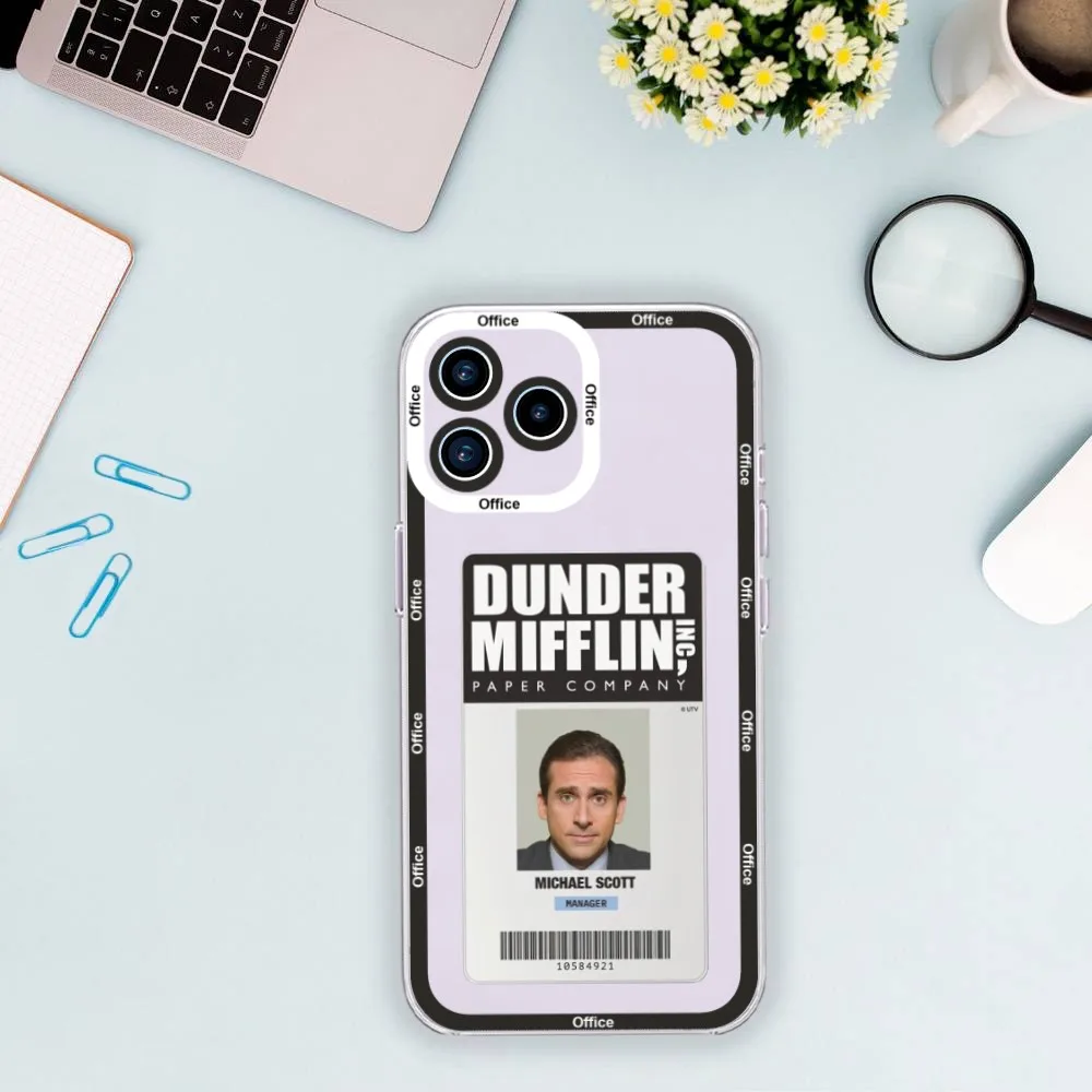 The Office Tv Dunder Mifflin Phone Case For iPhone 11 12 Mini 13 14 Pro Max Transparent Shell