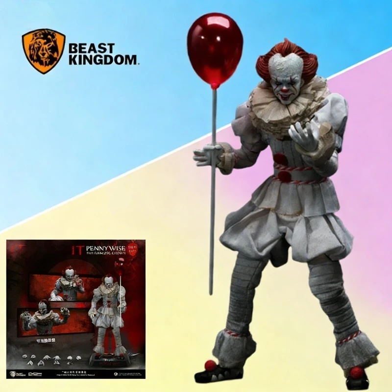 Original Beast Kingdom 1/12 Scale It Joker Resurrected Series Pennywise Articulated Collectible Action Figure Ornament for Boys