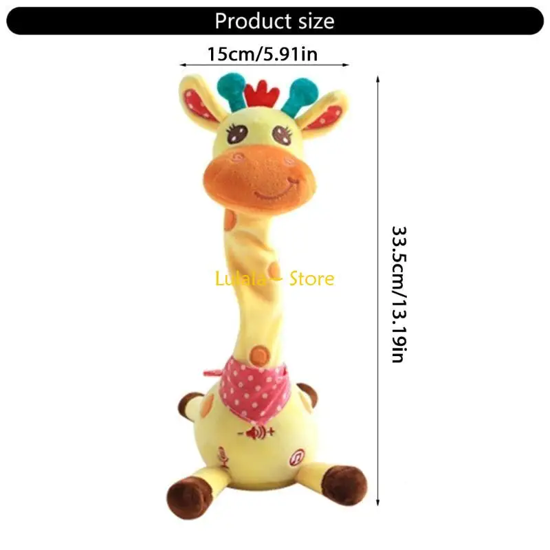 Y4QA Adorable Giraffe Plush To Tunes for Children Singing Dancing Doll