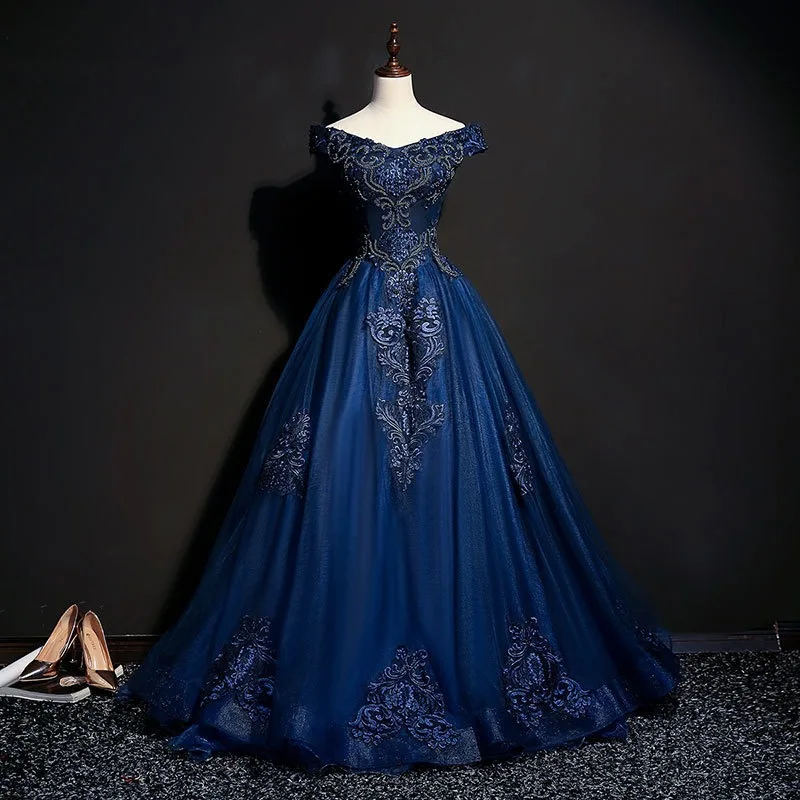 One Shoulder Evening Gown 2026 Style Colorful Yarn Lace Embroidery Large Swing Fluffy Skirt Art Exam Stage Performance Costume
