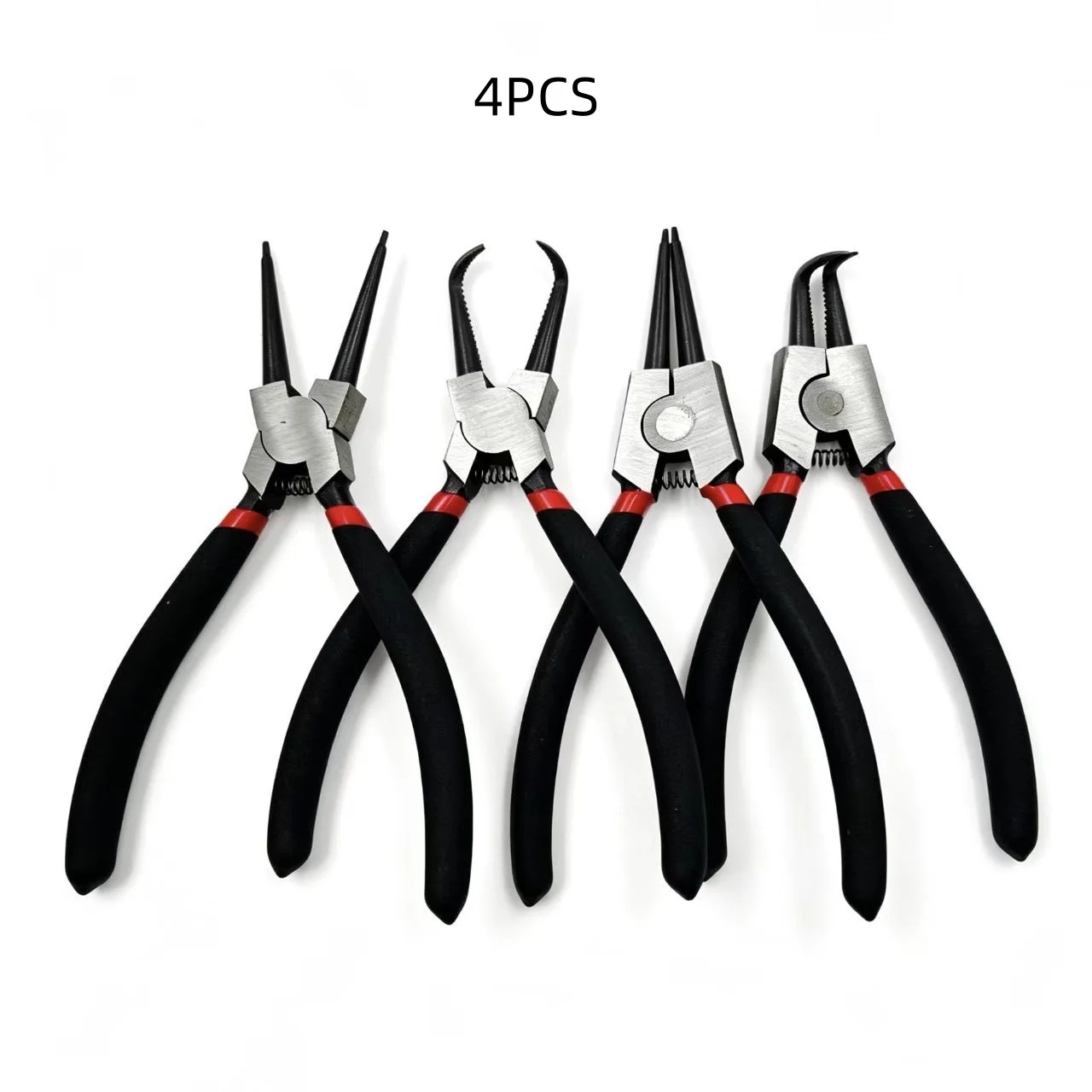 4Pcs Circlip Pliers Set Internal External Snap Ring Pliers, Straight & Bent Tip Retaining Ring Pliers for Automotive Machinery