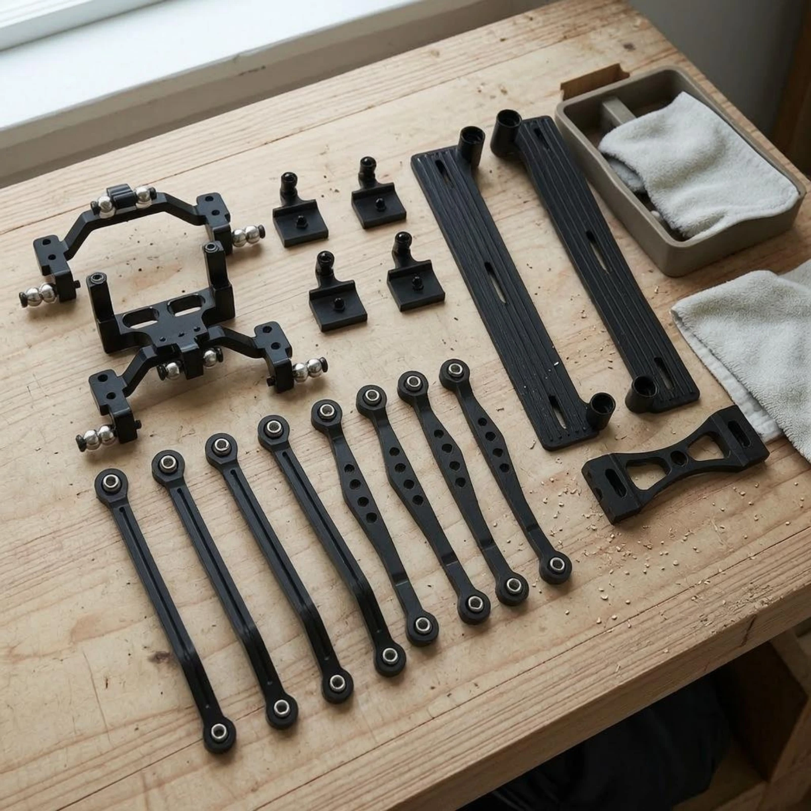Rc Steering Tie Rod Kit 1/16 Scale Steering Link Kit Chassis Support Link Ball Joint-Joint Ends Servo Mount