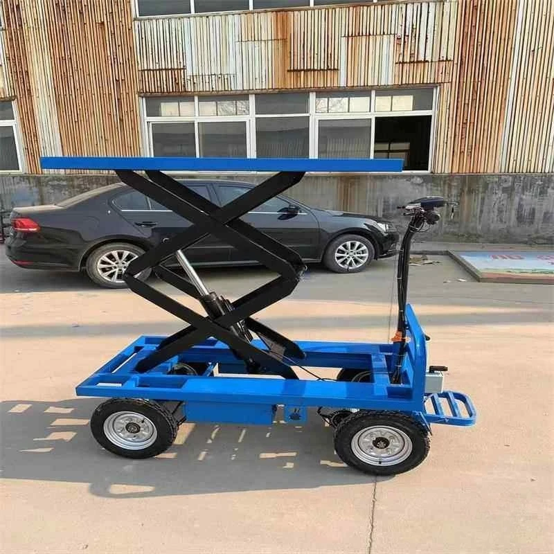 Electric tricycle flatbed car reversing donkey, storage climbing load pulling and pushing cargo flatbed car, lifting flatbed car