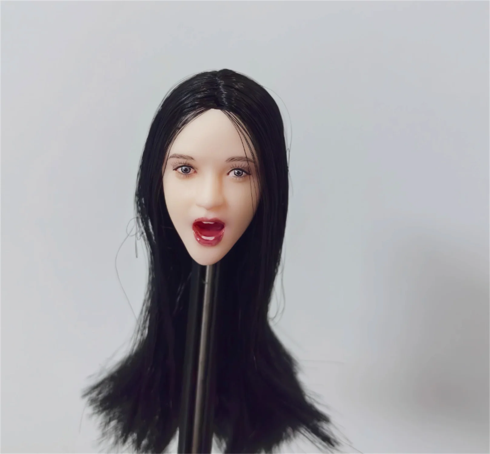 

1/6 Scale Female Head Sculpture Open Mouth cute Expression Black Blonde For TBL PH Figure For 12'' Tbleague Ph Pale Figure Body