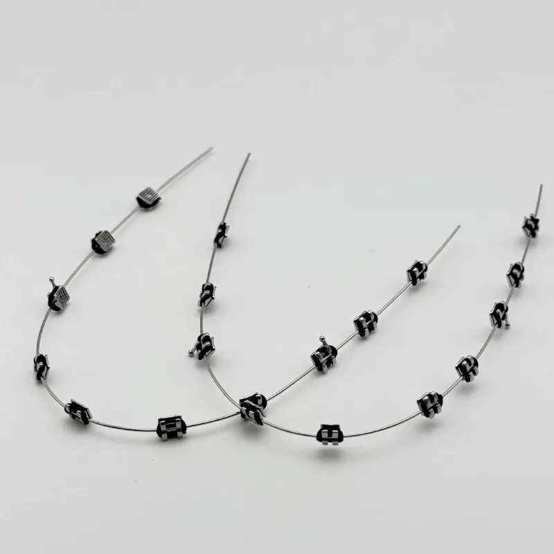 1 Paar Temporäre Zahnschmuck-Zahnspangen mit Metalldrähten & Brackets, Kieferorthopädische Zahnspangen mit Ligaturen – Detail 4
