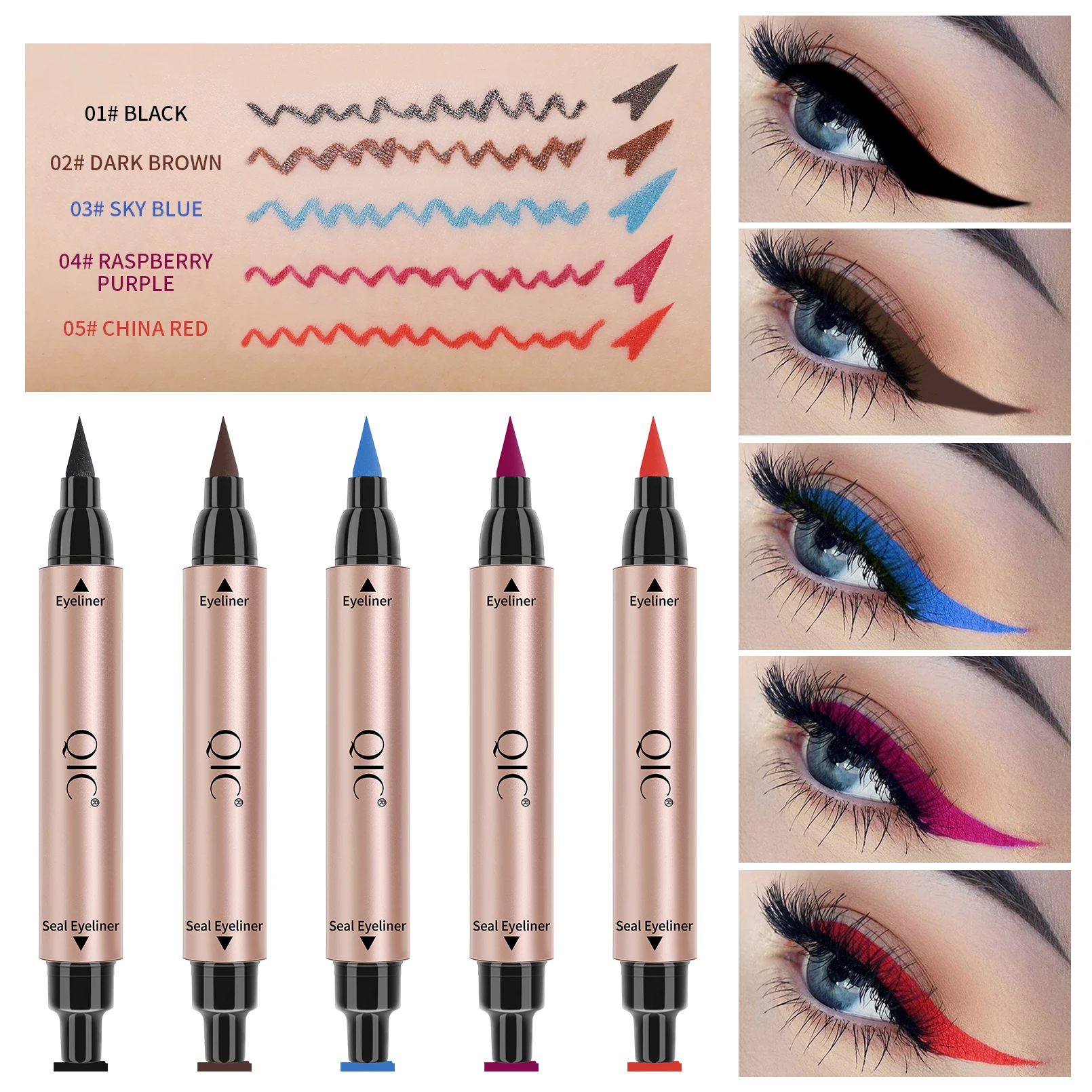 Colour Eyeliner Stamp Seal Pen Long Lasting Waterproof Blue Eye Liner Liquid Black Pencil Make-up for Women Cosmetics Tool