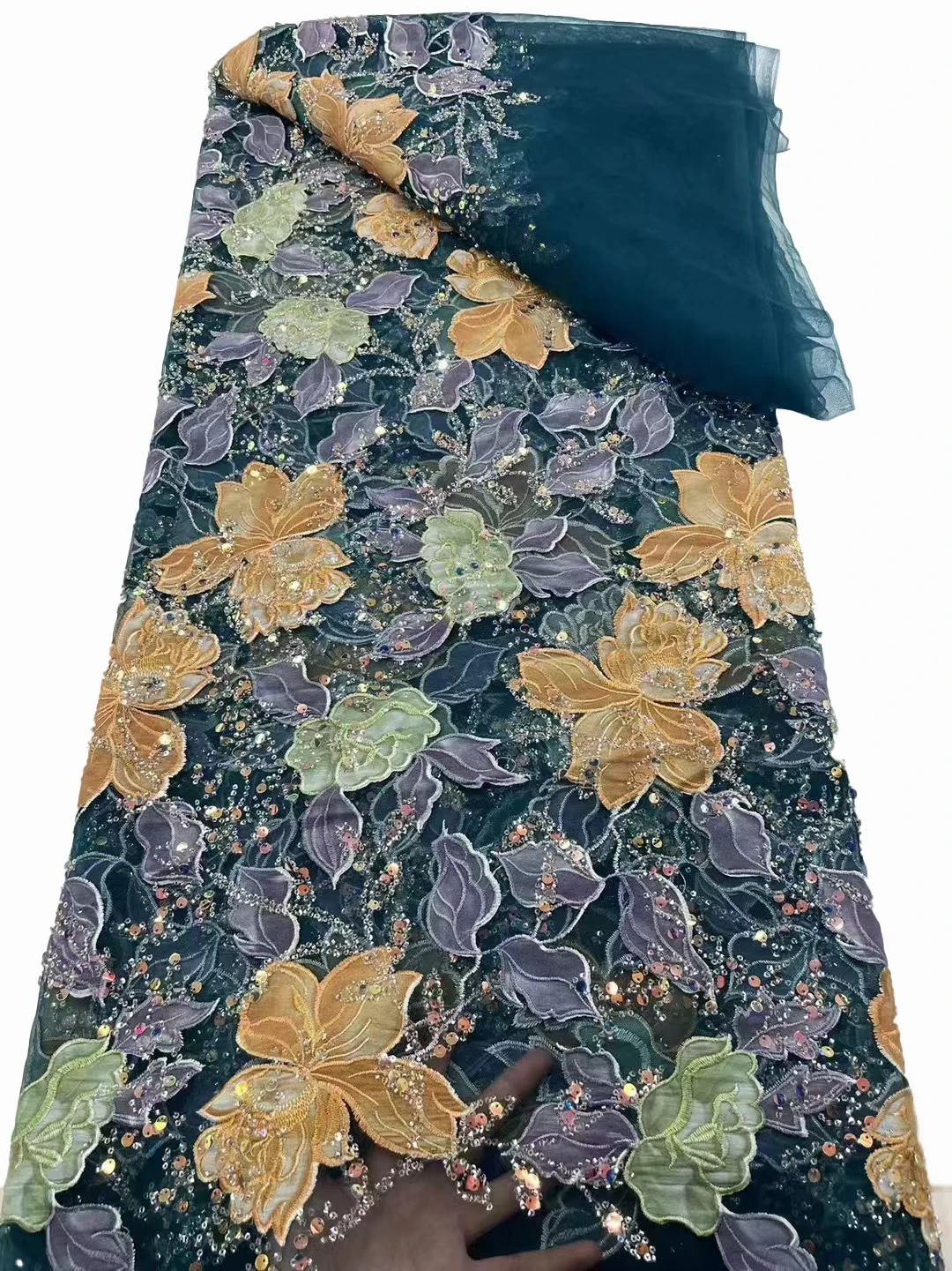 

High-grade gorgeous encrypted embroidery three-dimensional embroidery fabric, African bridal dress fabrics