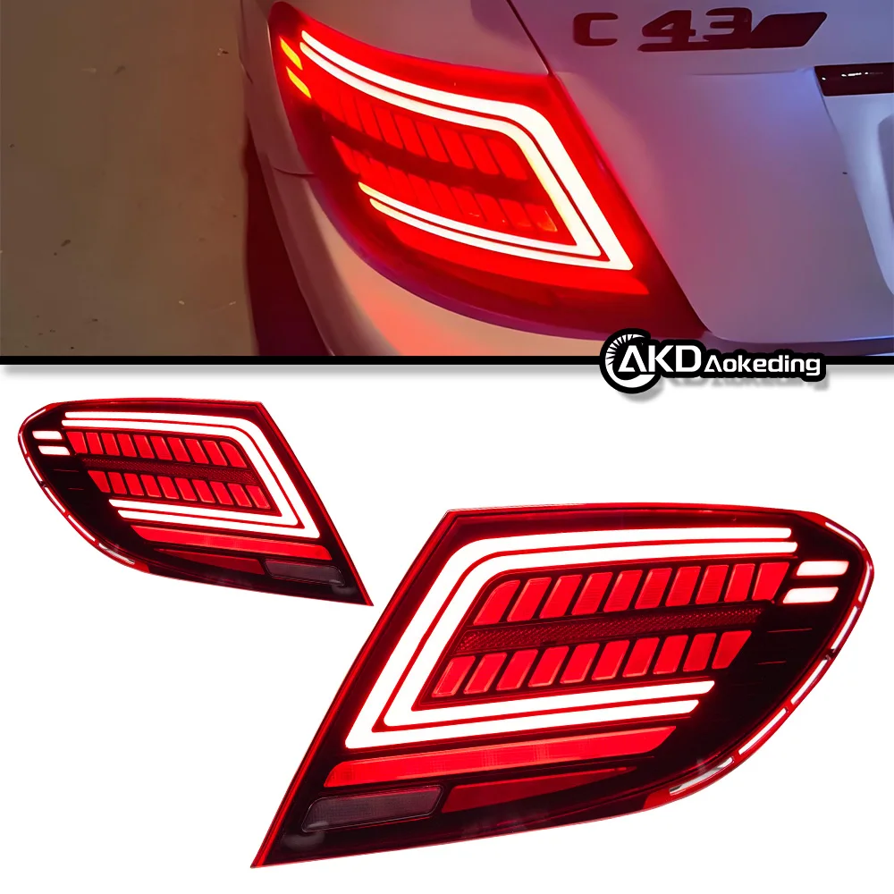 For Mercedes-Benz C-Class W204 tail light assembly old modified new LED water steering brake light running light