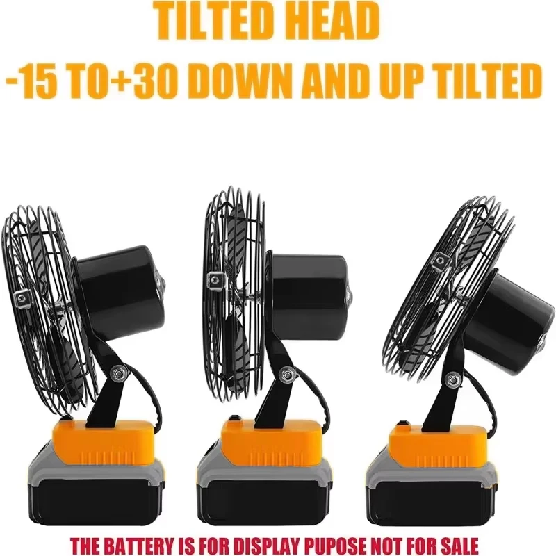 Portable Outdoor Jobsite Cordless Fan for DeWal, Indoor Fans Operated for DeWal, 20V Max Battery Strong Wind Force Outdoor Wor