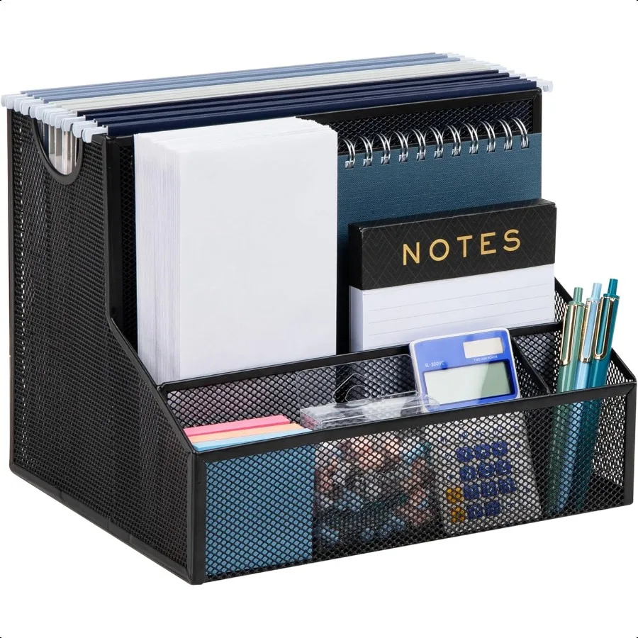 

Mind Reader Desktop Organizer Vertical File Storage Letter Size Office Metal Mesh 12.15 L x 9.5 W x 9.5 H Black