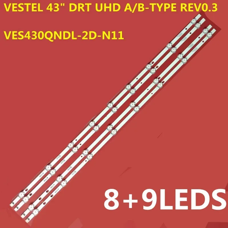 

10set LED Strip For VES430QNDL-2D-U11 VESTEL 43" DRT UHD A/B-TYPE REV0.3 LED43292UHDFVP LT-43C870 43U6663DB 43HT1700 43R6010