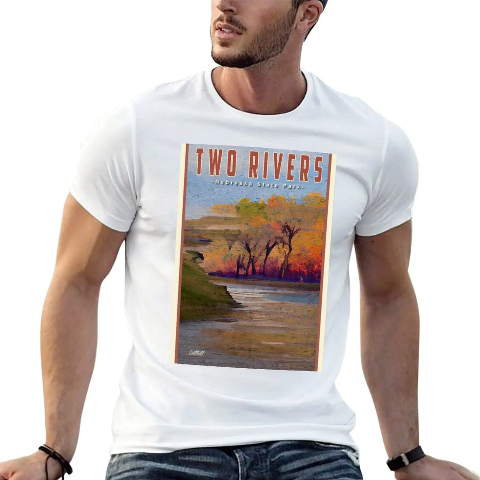 Midwest Travel Nebraska Two Rivers State Park T-Shirt Moisture Wicking Athletic T-Shirt