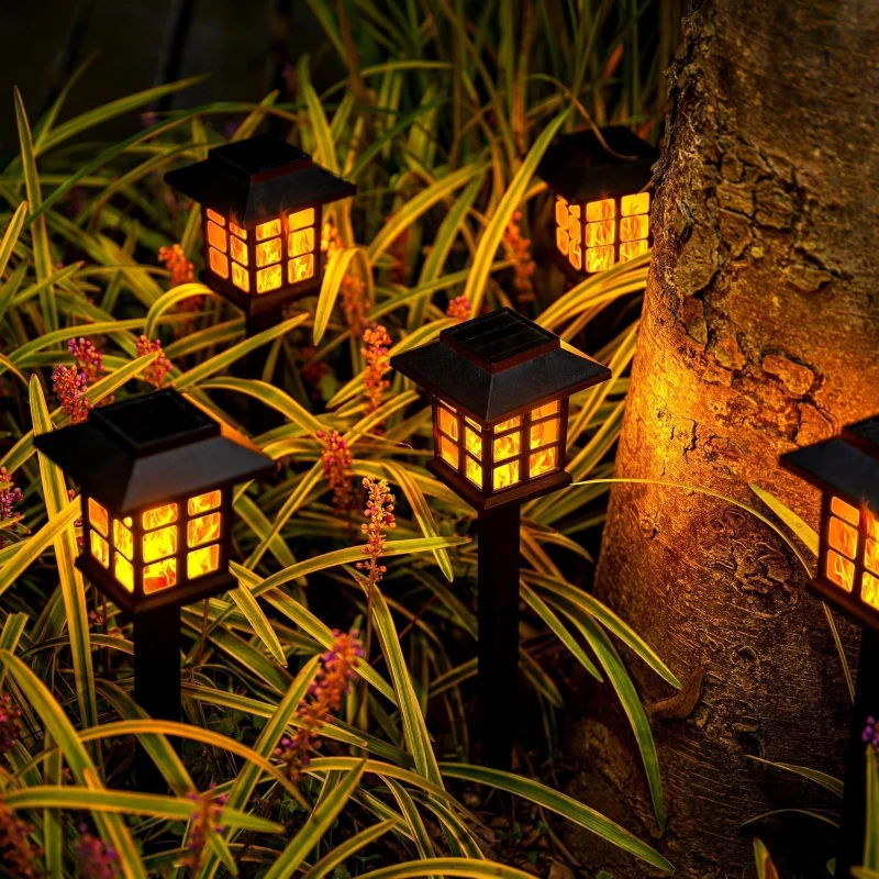 Solar Outdoor Waterproof Flame Lawn Stake Lights Auto Dusk To Dawn Landscape Path Lights for Villa Garden Yard Patio Decor