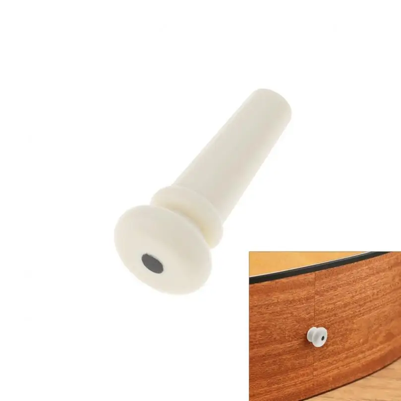 Plastic 8mm Shaft Diameter Guitars End Pin Fit for Martin Style Acoustic Guitars with Black Dot, White Endpin