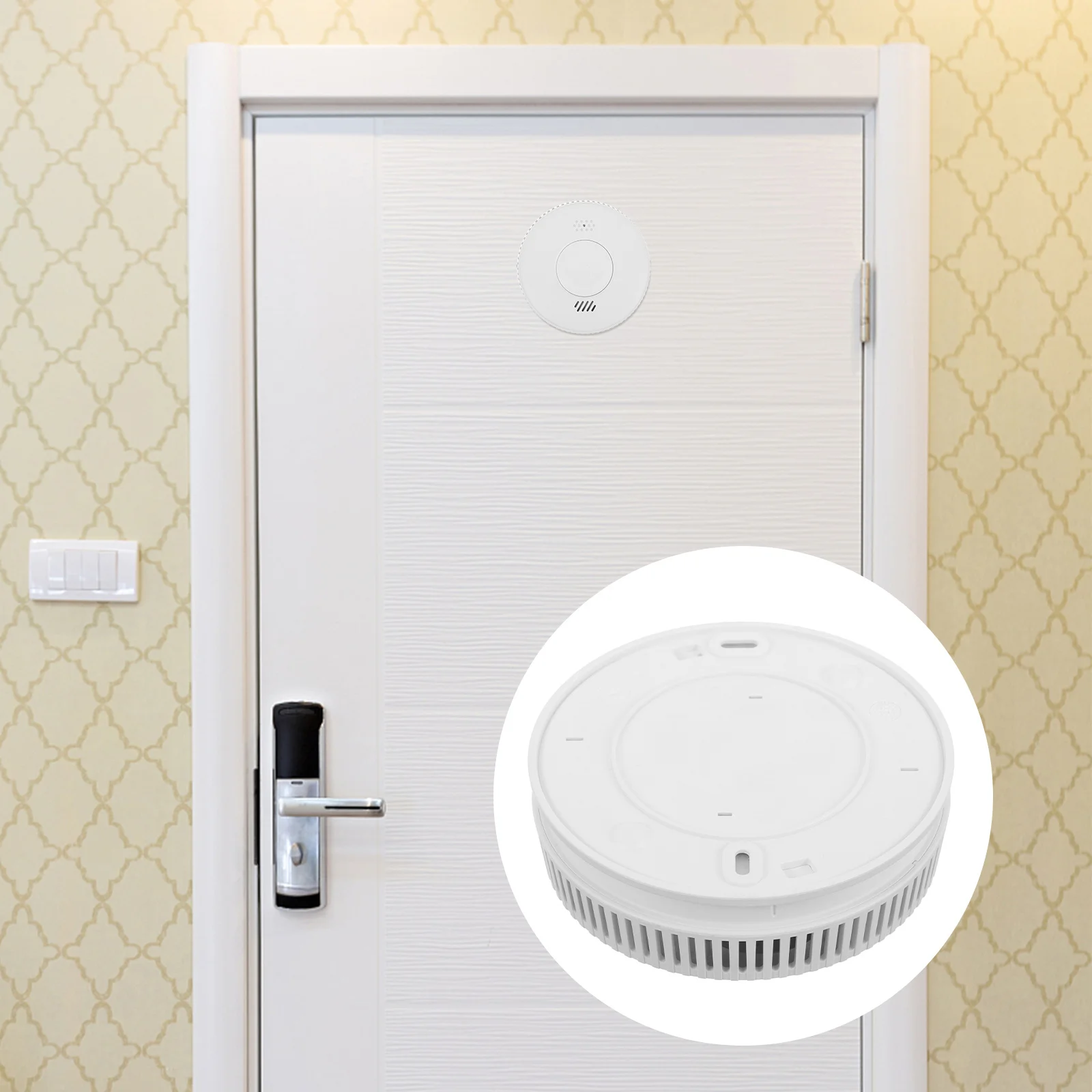 Allarme antincendio rotondo in plastica alimentato per il fumo di sicurezza della libreria bancaria della scuola domestica