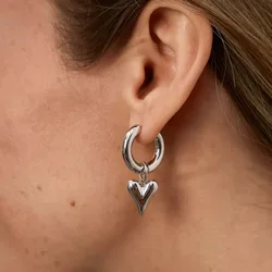 Fashion Statement Heart Pendant Hoop Earrings Elegant Wedding Party Jewelry Gifts e700