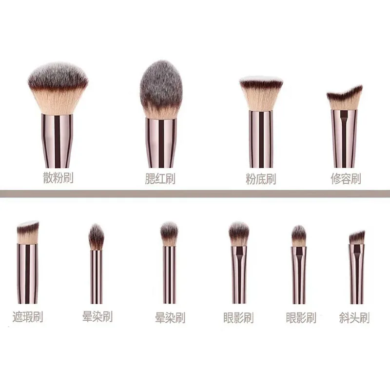 Neuer Make-up-Pinsel in Champagnerfarbe, 10er-Set, Make-up-Künstler, Schönheit, Make-up-Tools, Kombination, Foundation-Pinsel, Pinselset mit weichen Borsten