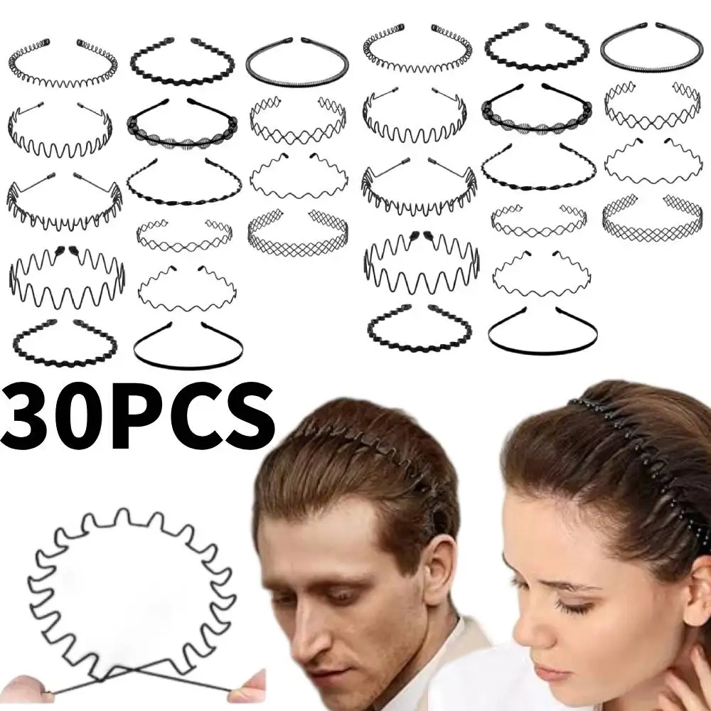 

[30PCS] Metal Headband for Men and Women,Adjustable Unisex Hair Band for Men and Women, Wavy Hair Accessories Non-slip Hair Hoop