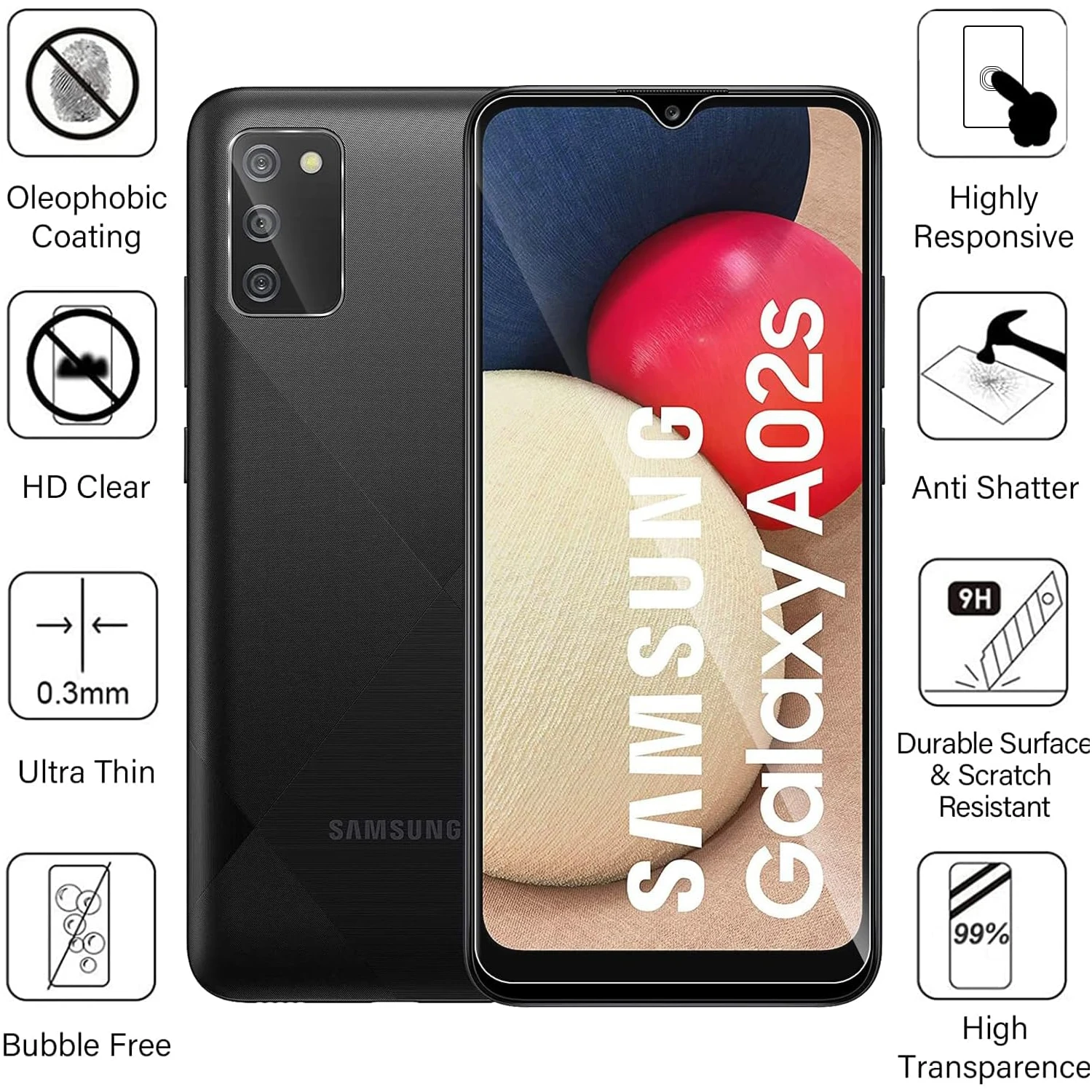 A02 / A02s Tempered Glass For Samsung Galaxy