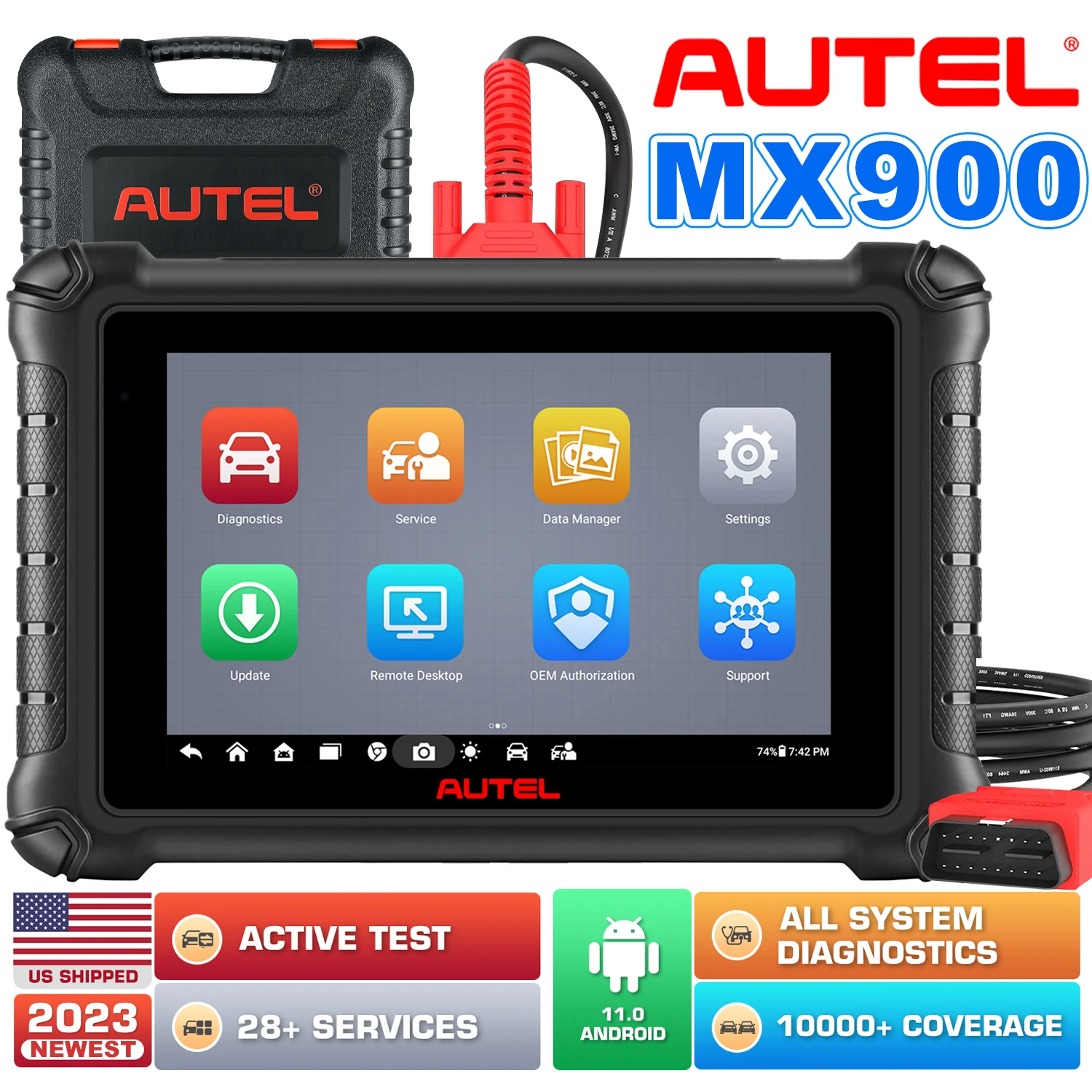 Autel MaxiCheck MX900 Diagnostic Tool, Latin Version Scanner With GM Brazil, Fiat Brazil, VW Brazil, CAN FD, 3 Years Update