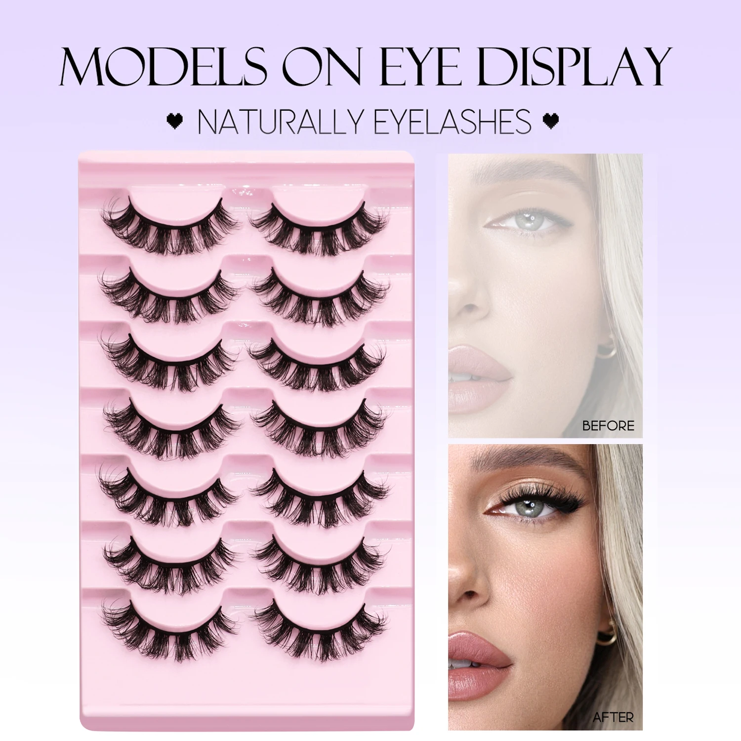 Veltrinay pestañas postizas volumen 3D pestañas postizas de visón pestañas finas pestañas de visón naturales tiras de pestañas esponjosas pestañas postizas