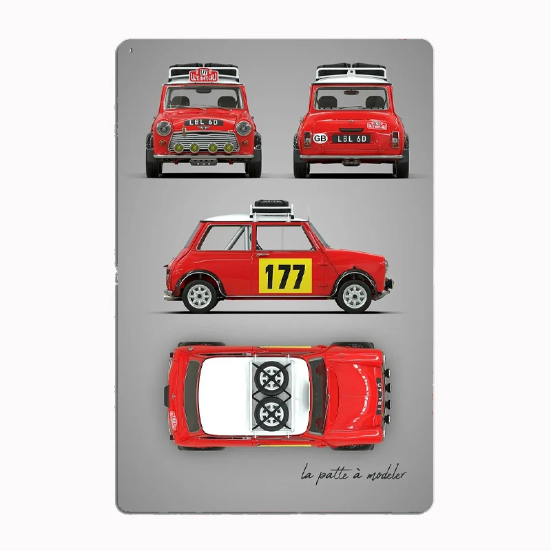 Austin Mini Monte Carlo Race Car Metal Poster Sign Club Custom Indoor Wall Tin Sign Room Decor Home Decor