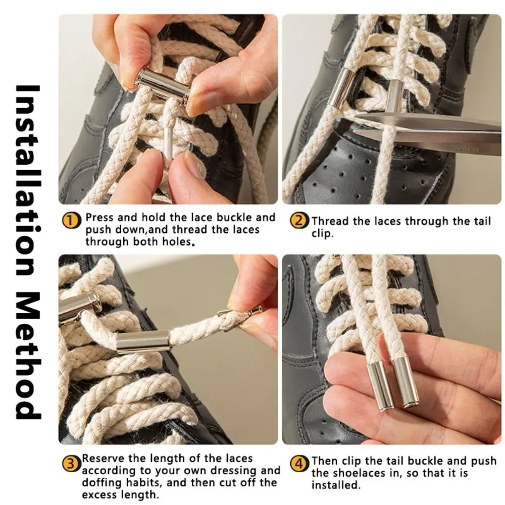 1Set Metal Shoelace Locks No Tie Double-Hole Drawstring Stopper Adjustable Shoe Lace Fasteners Lazy Shoelace Accessories