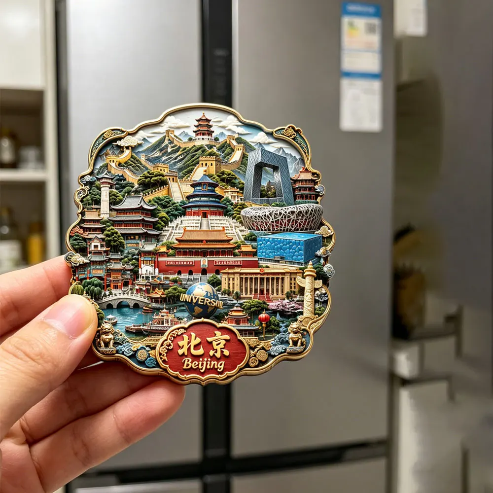 BeijingChinaThe Palace Museum The Great Wall3DEmbossed Metal Fridge Magnet City Landmark Refrigerator MagnetTravel Souvenir Gift