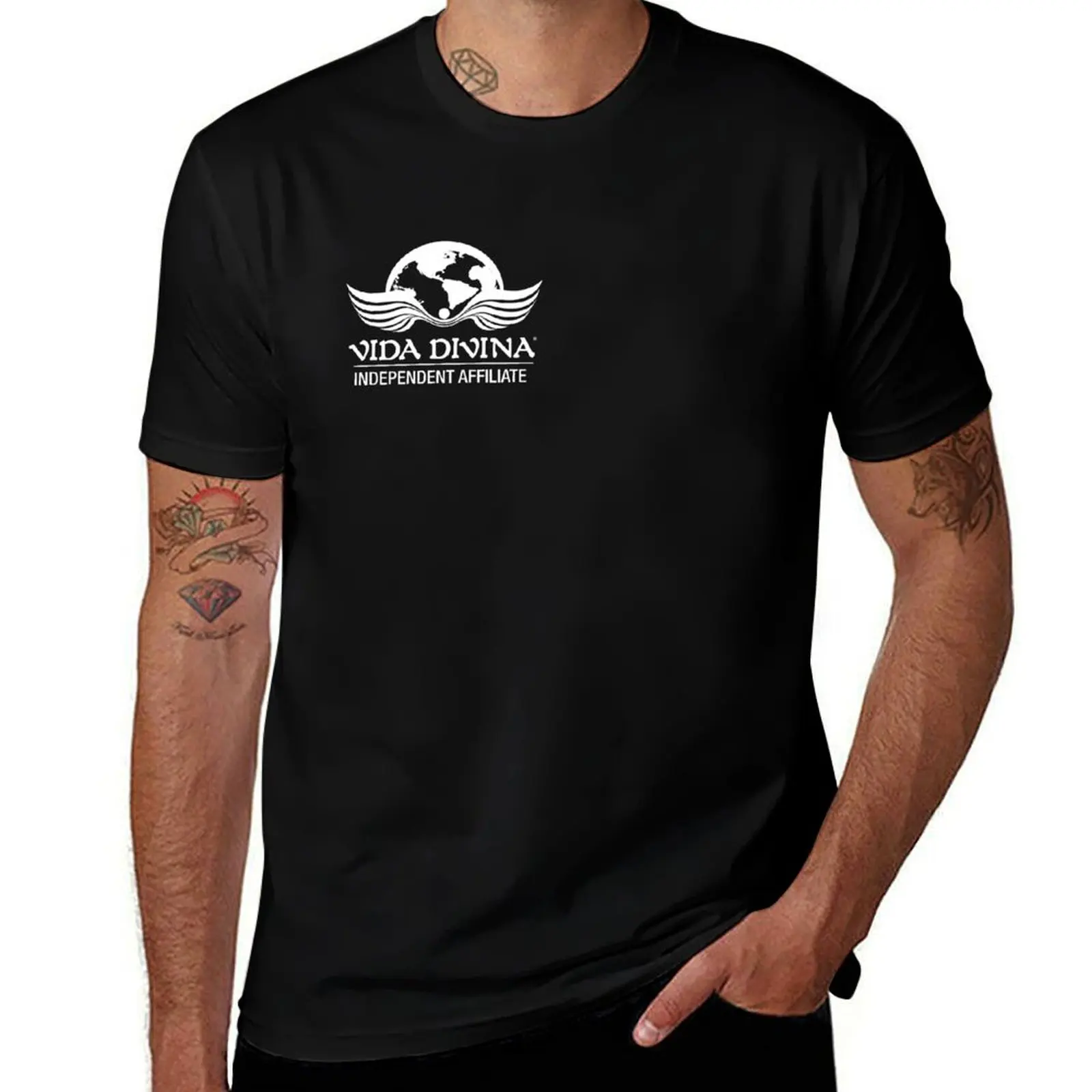 Vida Divina White logo Order tshirt, Garment, Caps, Stickers T-Shirt summer clothes plus size clothes tshirts for men