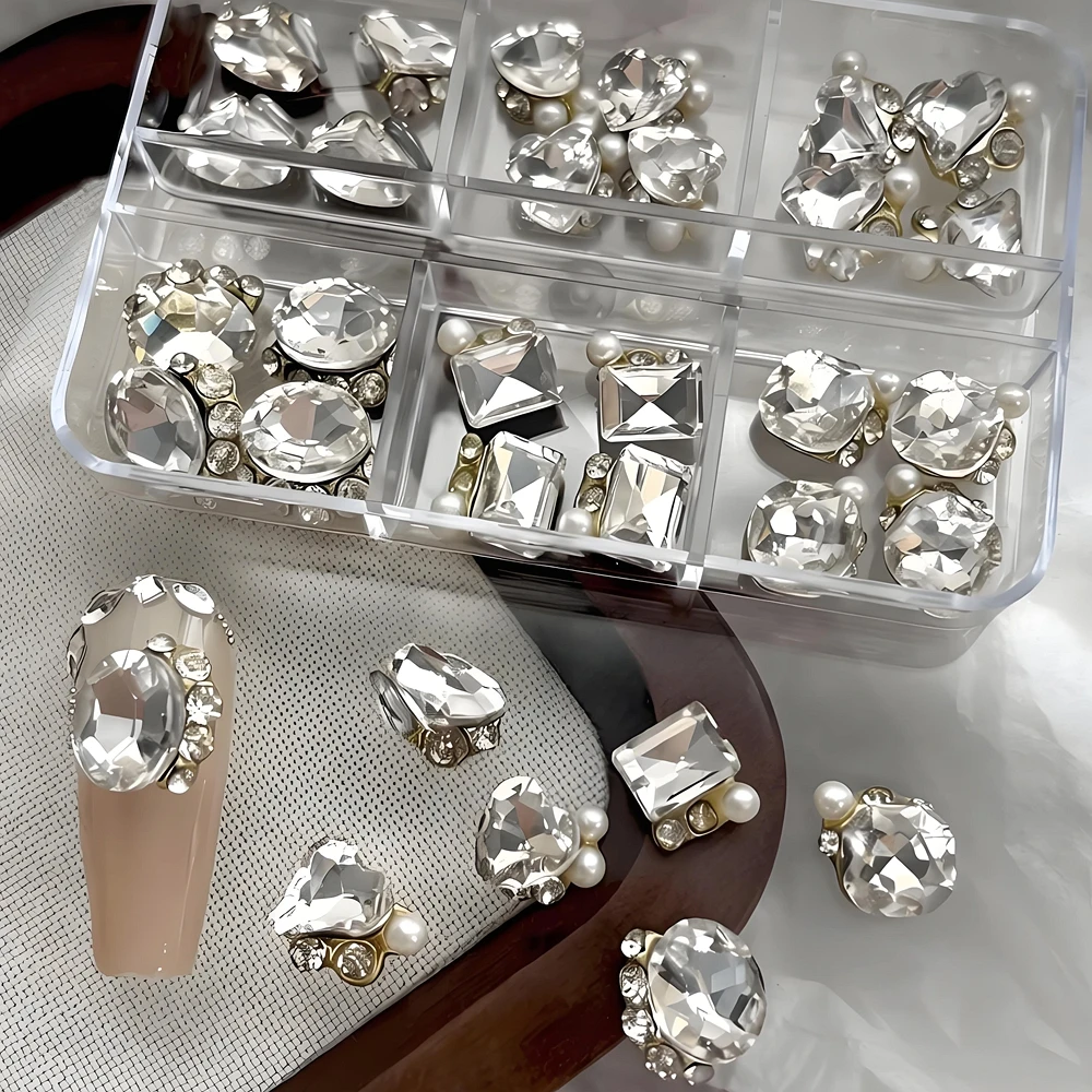 

24PCS Stacked 3D Gemstone Nails Decoration Rhinestone Pile Charms Crystal Diamond Nail Art Jewelry Accessories Manicure Supplies