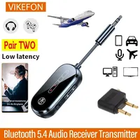Bluetooth 5.4 Receiver Transmitter Low Latency 3.5mm AUX Jack Wireless Audio Adapter For TV Airplane Car Speaker PC Headphones