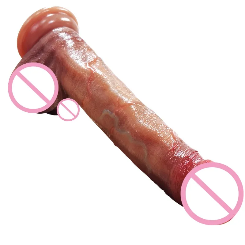 VaHp Moving Foreskin Testicles Filled Liquid Silicone Female Masturbator Sex Toys For Girl Women Penis phallus Dildo Suction Cup