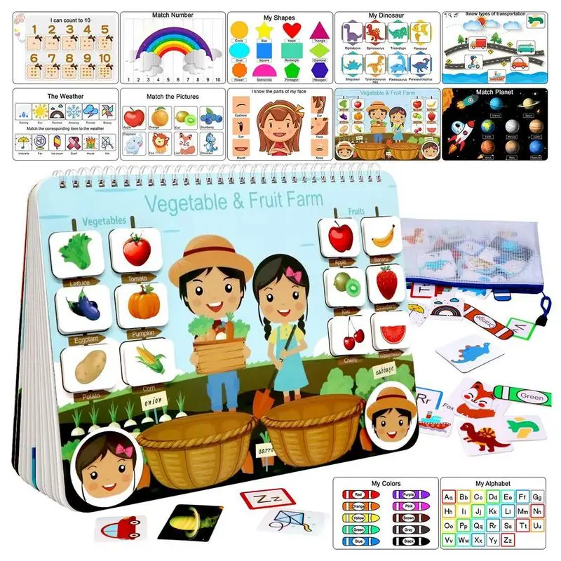 

Montessori Busy Book 12 Pages Kindergarten Educational Toys Workbook Activity Binder Toys Preschool Learning Book Sensory toys