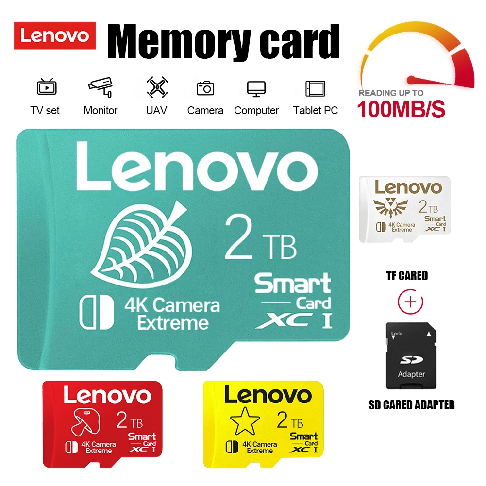 

Карта памяти Lenovo High Speed Class 10 SD/TF 256 ГБ/512 ГБ/128 ГБ, ударопрочная, для телефонов, планшетов и ПК