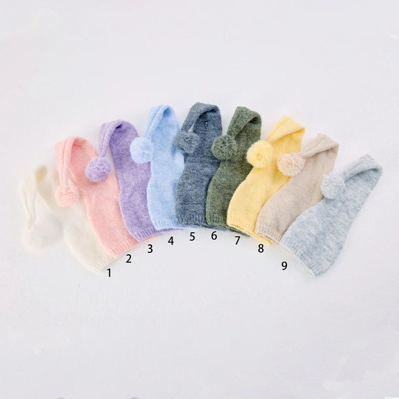 

Newborn Photography Props Handmade Knitted Hat Bonnet with Ears for Baby Studio Photoshoot Photo Shoot Accessories for Shooting