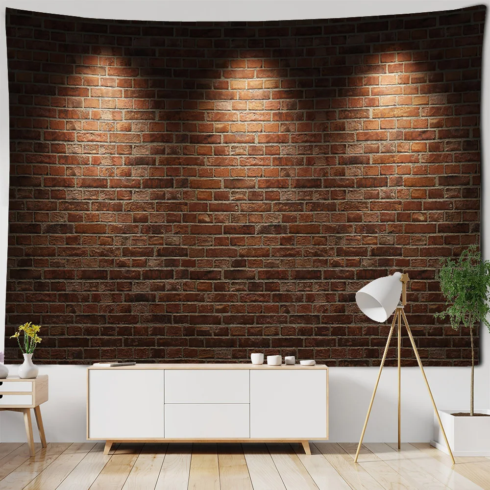 Vintage Stone Brick Wall Tapestry - Retro Street Landscape Wall Hanging, Hippie Bohemian Art Backdrop Cloth