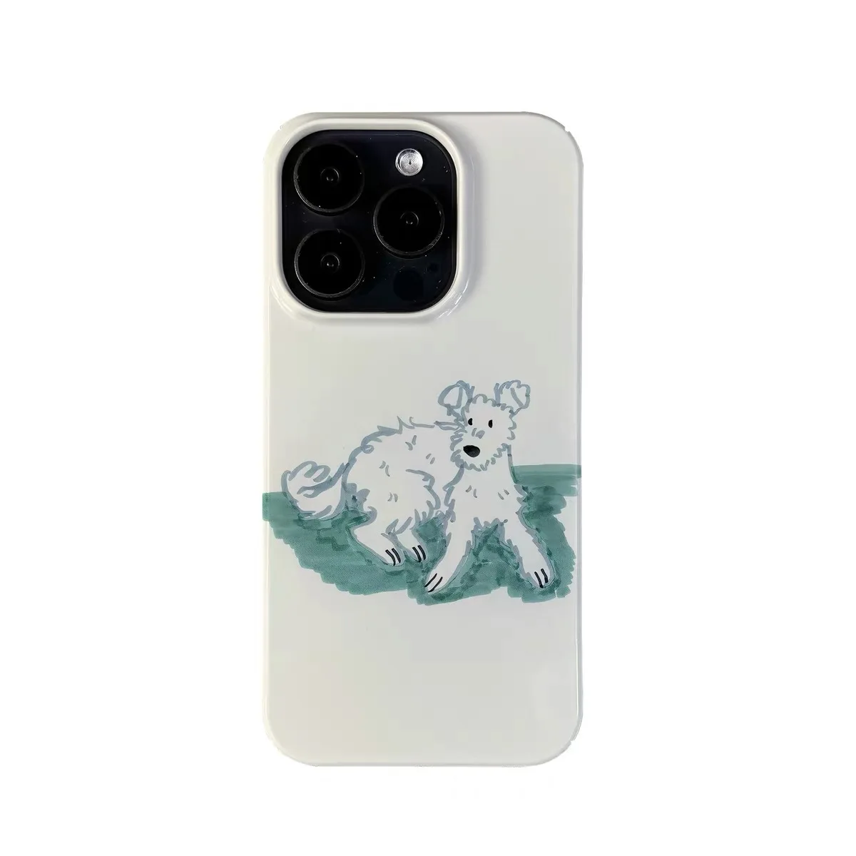 

Green Watercolor Puppy Cartoon Phone Case for IPHONE 17 Air 16E 15 PROMAX 14 Plus 13 12 MINI 11PRO 16Plus XR Acrylic Phone Cover